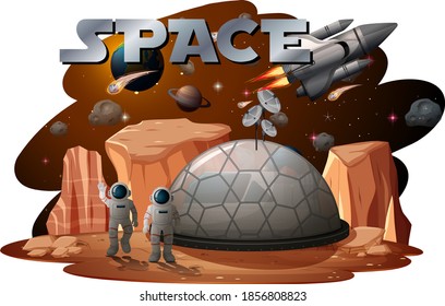 Astronaut in space scene illustration