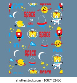 astronaut space seamless pattern cartoon vector