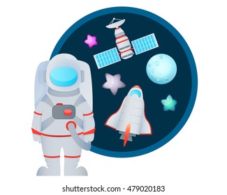 Astronaut and Space Set. Game design. Vector illustration