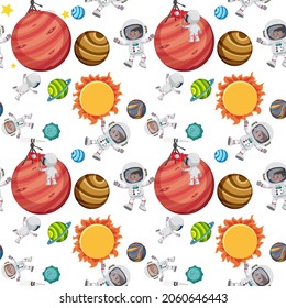 Astronaut in the space solar system illustration