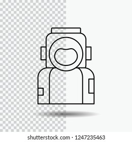 astronaut, space, spaceman, helmet, suit Line Icon on Transparent Background. Black Icon Vector Illustration