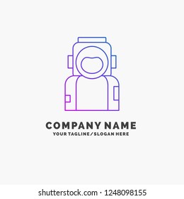 astronaut, space, spaceman, helmet, suit Purple Business Logo Template. Place for Tagline