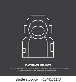 astronaut, space, spaceman, helmet, suit Icon. Line vector symbol for UI and UX, website or mobile application