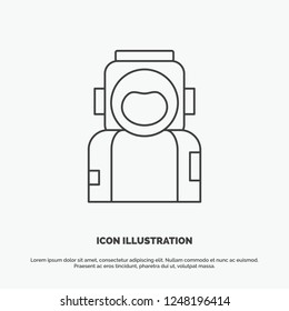 astronaut, space, spaceman, helmet, suit Icon. Line vector gray symbol for UI and UX, website or mobile application