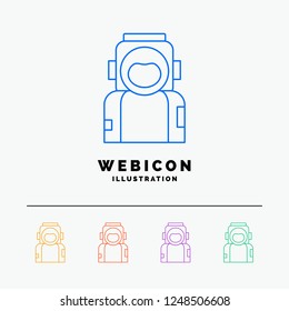 astronaut, space, spaceman, helmet, suit 5 Color Line Web Icon Template isolated on white. Vector illustration