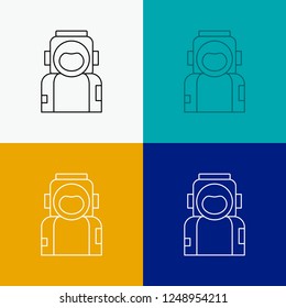 astronaut, space, spaceman, helmet, suit Icon Over Various Background. Line style design, designed for web and app. Eps 10 vector illustration