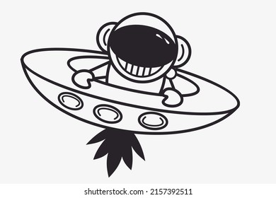 Astronaut. Space. Spaceship. An astronaut flies in a spaceship