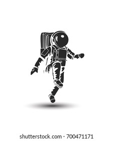 Astronaut in space, spacesuit, helmet, uniform, science and technology, knowledge, alien, planet, modern, white background, vector illustration