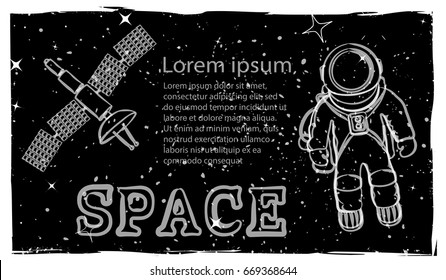 Astronaut and space station mockup