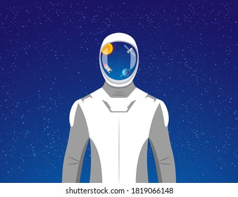 Astronaut in space with space suit Concept Vector Illustration