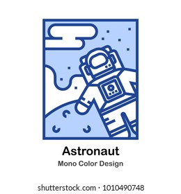 Astronaut in space suit mono color iilustration