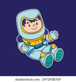 an astronaut with a space suit on and a blue background.