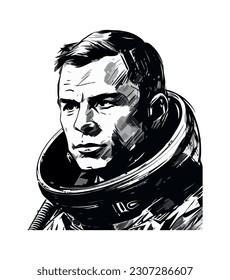 astronaut with space suit sketch character isolated