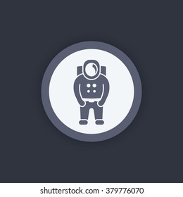 Astronaut, space suit, spaceman icon, vector illustration