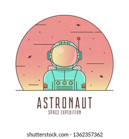 Astronaut in a space suit. Spaceman logo design. Illustration of space concept. Vector.