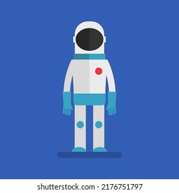 Astronaut in space suit standing. Flat people. Vector Illustration