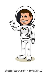 ?heerful astronaut in a space suit a vector illustration.