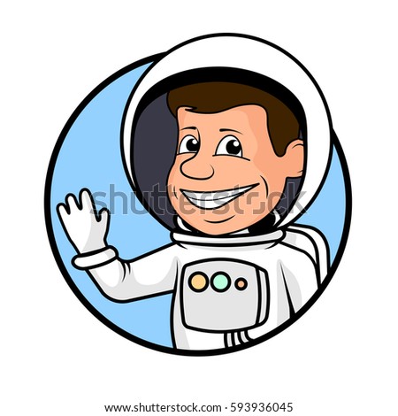 ?heerful astronaut in a space suit a vector illustration.