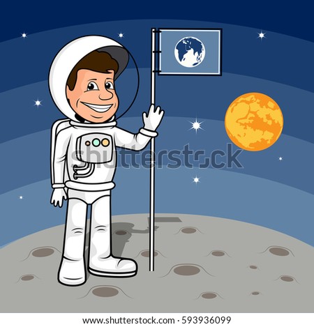 ?heerful astronaut in a space suit a vector illustration.