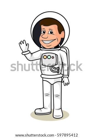 ?heerful astronaut in a space suit a vector illustration.