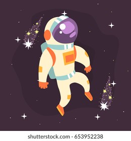 Astronaut in space suit working in open Space