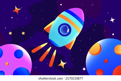 Astronaut in space suit working in space with universe and planet in background, moon day for man, world space day, vector illustration