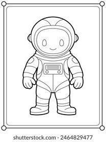 Astronaut in space suitable for children's coloring page vector illustration