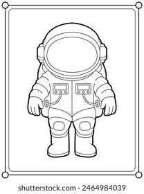 Astronaut in space suitable for children's coloring page vector illustration