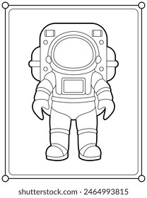 Astronauta en el espacio adecuado para la Ilustración vectorial de página para colorear de los niños