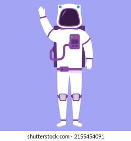 Astronaut space suit.Spaceman with helmet.Male cosmonaut or space.Isolated on white background. Vector flat illustration.