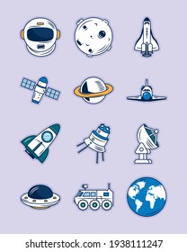 Astronaut And Space Symbols Set