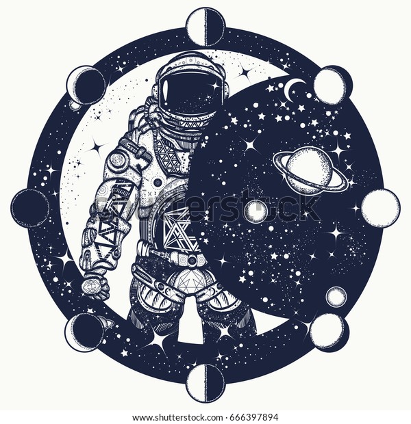 Download Astronaut Space Tattoo Cosmonaut Universe Solar Stock ...