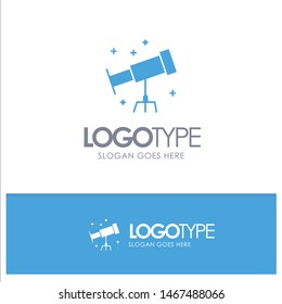 Astronaut, Space, Telescope Blue Solid Logo with place for tagline. Vector Icon Template background