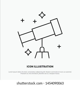 Astronaut, Space, Telescope Line Icon Vector