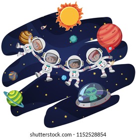 Astronaut in space template illustration