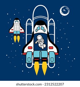 Astronaut space travel, vector illustration.