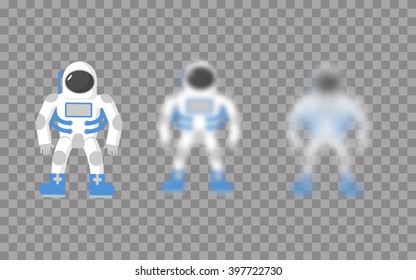 Astronaut. Space traveler. cosmonaut with varying degrees of blur. spaceman effect blur
