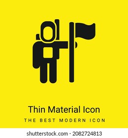 Astronaut Space Traveller With A Flag minimal bright yellow material icon