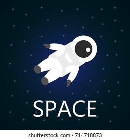 Astronaut in space. Vector cartoon character on dark background