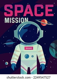 An astronaut in space. Vector children's illustration. Space trip.