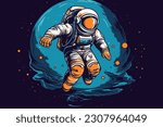 Astronaut in space. Vector illustration.