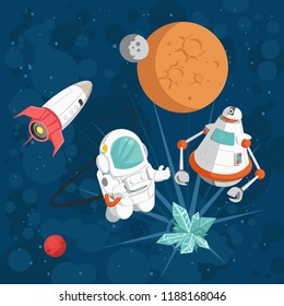 
Astronaut in space. Vector illustration.