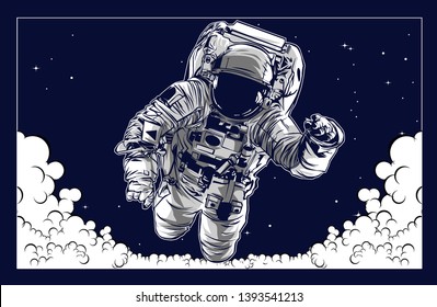 astronaut in space, vector illustration
