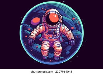 Astronaut in space. Vector illustration.