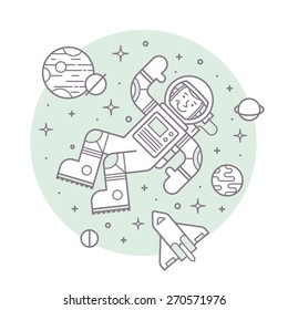 Astronaut in space.  Vector illustration.