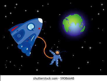 Astronaut in the space. Vector illustration.