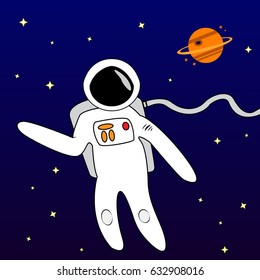 Astronaut in the space. Vector Illustration.