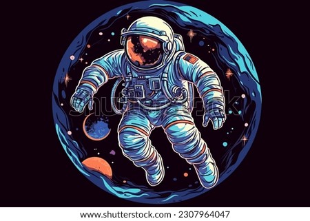 Astronaut in space. Vector illustration.