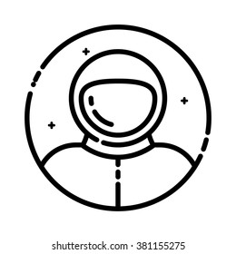 Astronaut in space, vector illustration, outline icon.