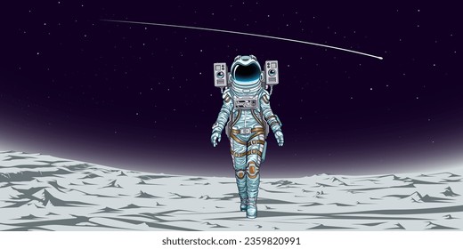 Astronaut in space vector illustration wallpaper